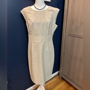 The Limited Classic Sheath Dress Size 14Petite Light Beige Back Zip